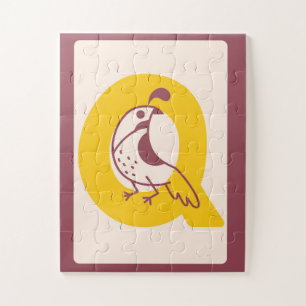 Vreemde Letter "Q" Kwartel Alfabet Kunstprint Legpuzzel