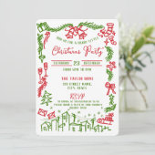 Vreemde Leuke Whimsicale Handgetekende Kerstfeest  Kaart (Staand voorkant)