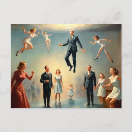 Vreemde mensen onder water briefkaart (Voorkant)