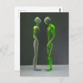 Vreemde mysterieuze groene mensen briefkaart (Voorkant / Achterkant)