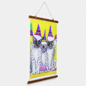 Vreemde psychedelische Kool Katz 1 Hangend Wandkleed (Gebogen)