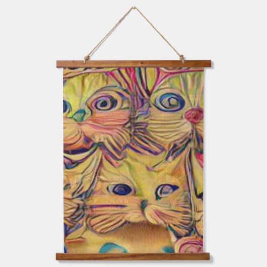 Vreemde psychedelische Kool Katz 3 Hangend Wandkleed (Voorkant)
