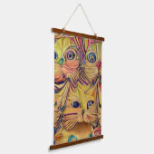 Vreemde psychedelische Kool Katz 3 Hangend Wandkleed (Gebogen)