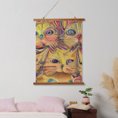 Vreemde psychedelische Kool Katz 3 Hangend Wandkleed (Slaapkamer)