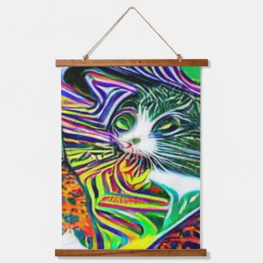 Vreemde psychedelische Kool Katz 4 Hangend Wandkleed (Voorkant)