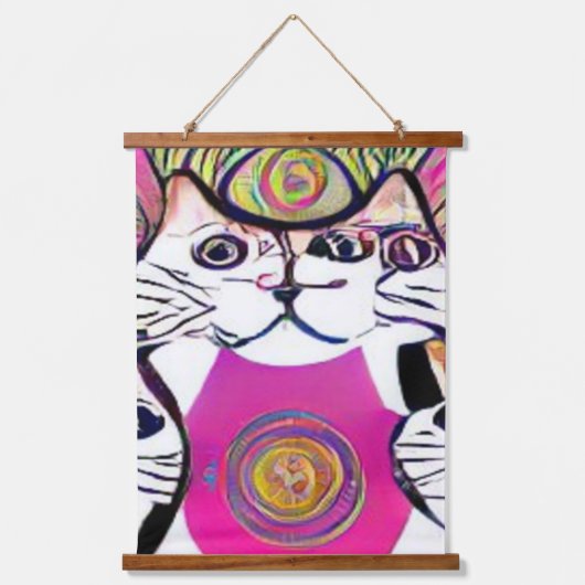 Vreemde psychedelische Kool Katz 5 Hangend Wandkleed (Voorkant)