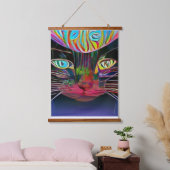 Vreemde psychedelische Kool Katz 8 Hangend Wandkleed (Slaapkamer)