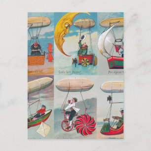 vreemde steampunk-luchtmachines waanzinnige uitvin briefkaart