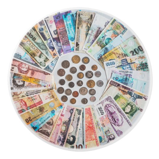 Vreemde valuta geld pastel keramische knop (Voorkant)