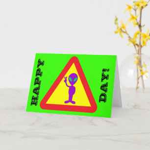 Vreemde verjaardag Alien Happy Over the Hill Kaart