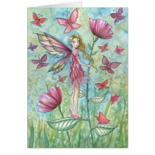 Vreemde Zomer Poppies Fairy Butterfly Art