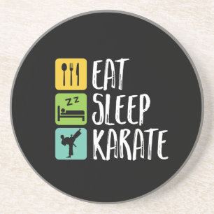 Vreemde zwarte gordel Wapens Eat Sleep Karate Zandsteen Onderzetter