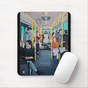 Vreemdeling in de Bus Schilderij van Alfred Fox Muismat