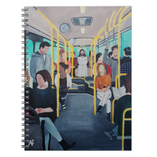 Vreemdeling in de bus Schilderij van Alfred Fox Notitieboek
