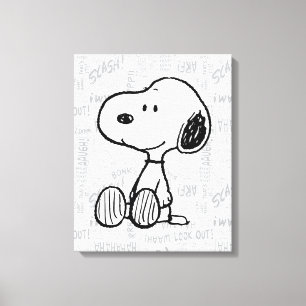VREEMDEN Snoopy op Black White Comics Canvas Afdruk