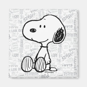 VREEMDEN   Snoopy op Black White Comics Magneet