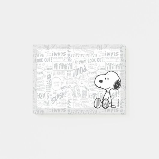 VREEMDEN | Snoopy op Black White Comics Post-it® Notes (Voorkant)