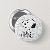 VREEMDEN | Snoopy op Black White Comics Ronde Button 5,7 Cm (Voorkant /achterkant)