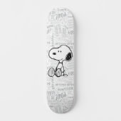 VREEMDEN | Snoopy op Black White Comics Skateboard (Voorkant)