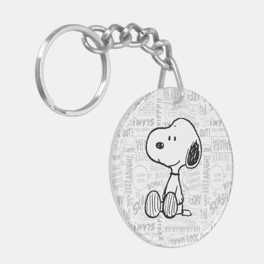 VREEMDEN | Snoopy op Black White Comics Sleutelhanger (Voorkant Links)