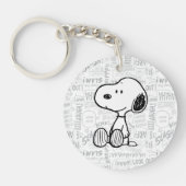 VREEMDEN | Snoopy op Black White Comics Sleutelhanger (Voorkant)