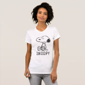VREEMDEN | Snoopy op Black White Comics T-shirt (Voorkant volledig)