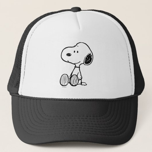 VREEMDEN | Snoopy op Black White Comics Trucker Pet (Voorkant)