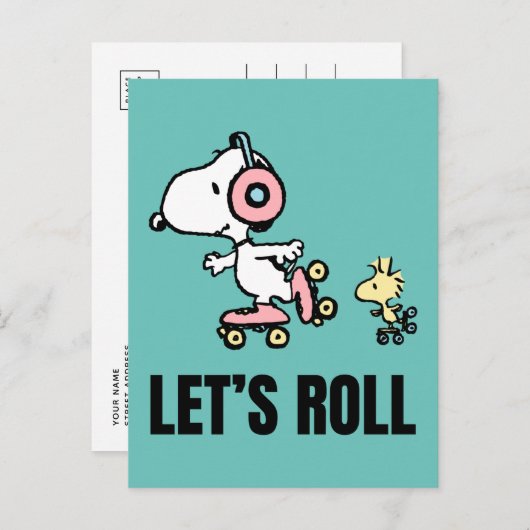 VREEMDEN | Snoopy & Woodstock | Laten we Roll Briefkaart (Voorkant / Achterkant)