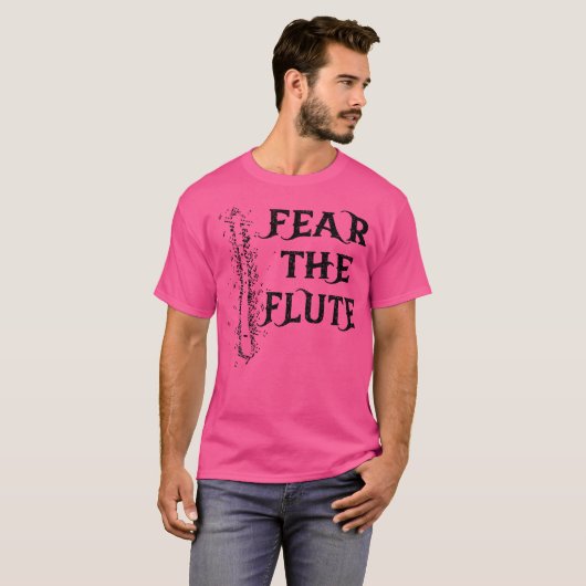 Vrees de fluitmuziek instrument fluitspeler fluti t-shirt (Voorkant volledig)
