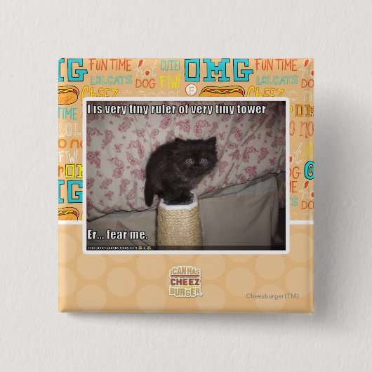 Vrees me vierkante button 5,1 cm (Voorkant)