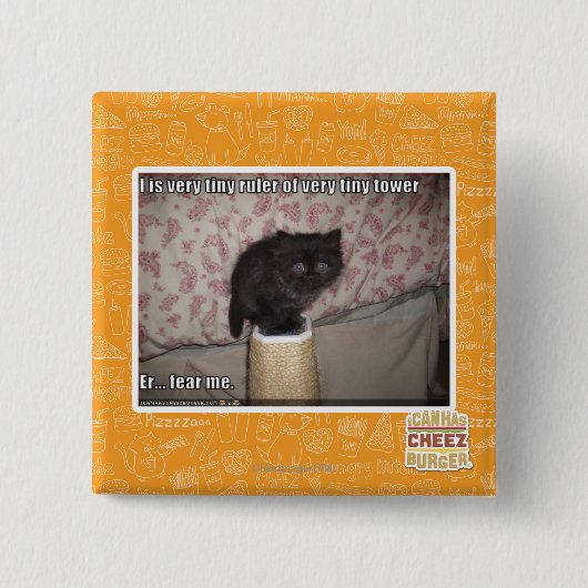 Vrees me vierkante button 5,1 cm (Voorkant)