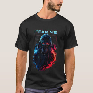 Vrees Mij Cyberpunk Gekapte Krijger Rood en Blauw T-shirt