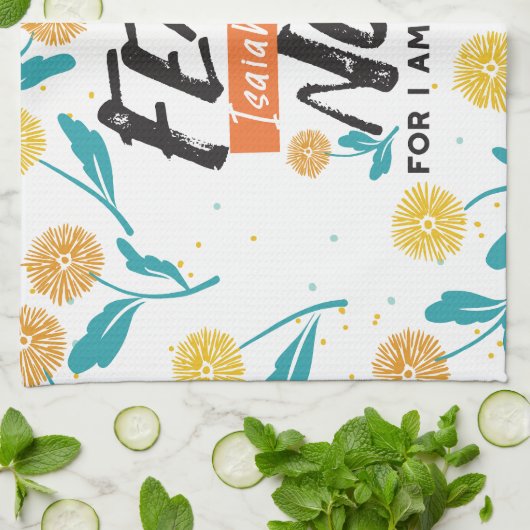 Vrees niet Jesaja Bijbelvers Inspirerend ontwerp Theedoek (Gevouwen)