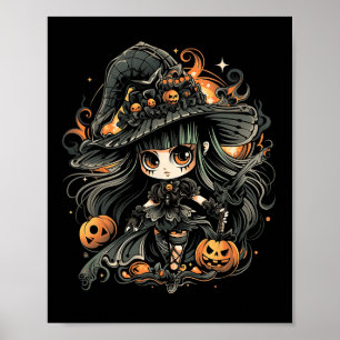 Vreselijk betoverende Halloween heksenkunst Poster