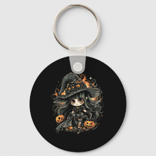 Vreselijk betoverende Halloween heksenkunst Sleutelhanger