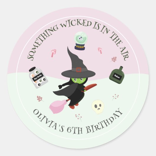 Vreselijk Schattigee groene heks Halloween Verjaar Ronde Sticker (Voorkant)