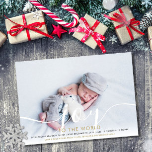 Vreugde aan de Wereld 2 Foto Baby Geboorte Feestdagenkaart