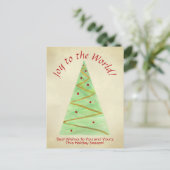 Vreugde aan de wereld! Abstracte kerstboom w / fot Feestdagenkaart (Staand voorkant)