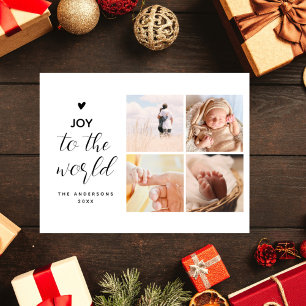 Vreugde aan de Wereld Collage Kerstmis vier foto's Briefkaart