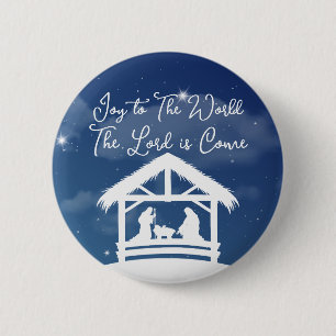 Vreugde aan de Wereld Religieus Kerst Nativiteit Ronde Button 5,7 Cm