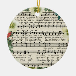 Vreugde aan de Wereld Vintage Kerst Bladmuziek Keramisch Ornament