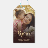 Vreugde Bruin Rustiek Religieus Kerstmis Cadeaulabel (Voorkant)