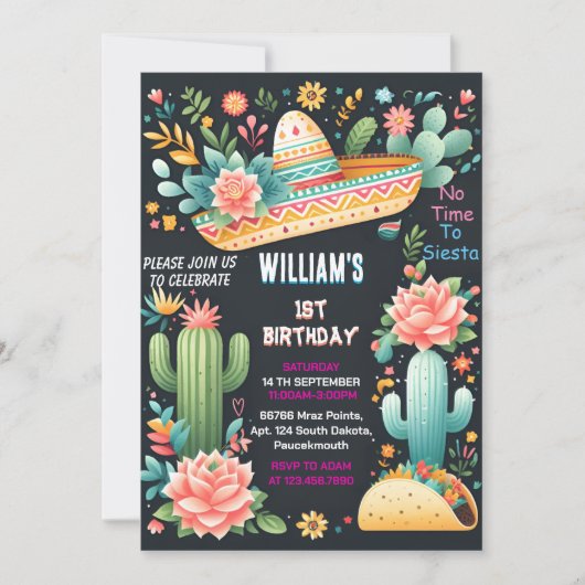 vreugde cactus schattig uno taco eerste fiesta 1e  kaart (Voorkant)