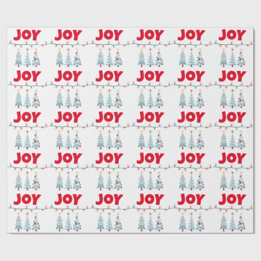Vreugde Drie Blauwe Kerstbomen verlichting Cadeaupapier (Vlak)