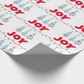 Vreugde Drie Blauwe Kerstbomen verlichting Cadeaupapier (Hoek)