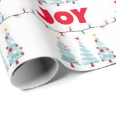 Vreugde Drie Blauwe Kerstbomen verlichting Cadeaupapier (Rol Hoek)