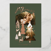 Vreugde in Simpele Dingen Gezellige Bosdorp 2 Foto Folie Feestdagenkaart (Voorkant)