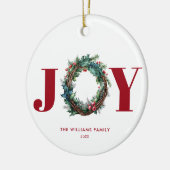 Vreugde Kerstkrans Floral Keramisch Ornament (Links)