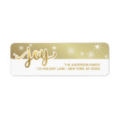 Vreugde Kerstmis Faux Gouden Folie Hand Script Adr Etiket (Voorkant)