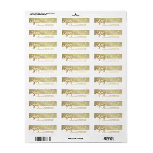 Vreugde Kerstmis Faux Gouden Folie Hand Script Adr Etiket (Full Sheet)